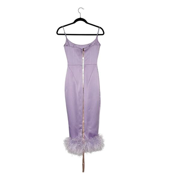 NWT House of CB Helena Feather Trim Midi Dress Women's Purple Size X-Small XS - Picture 3 of 7
